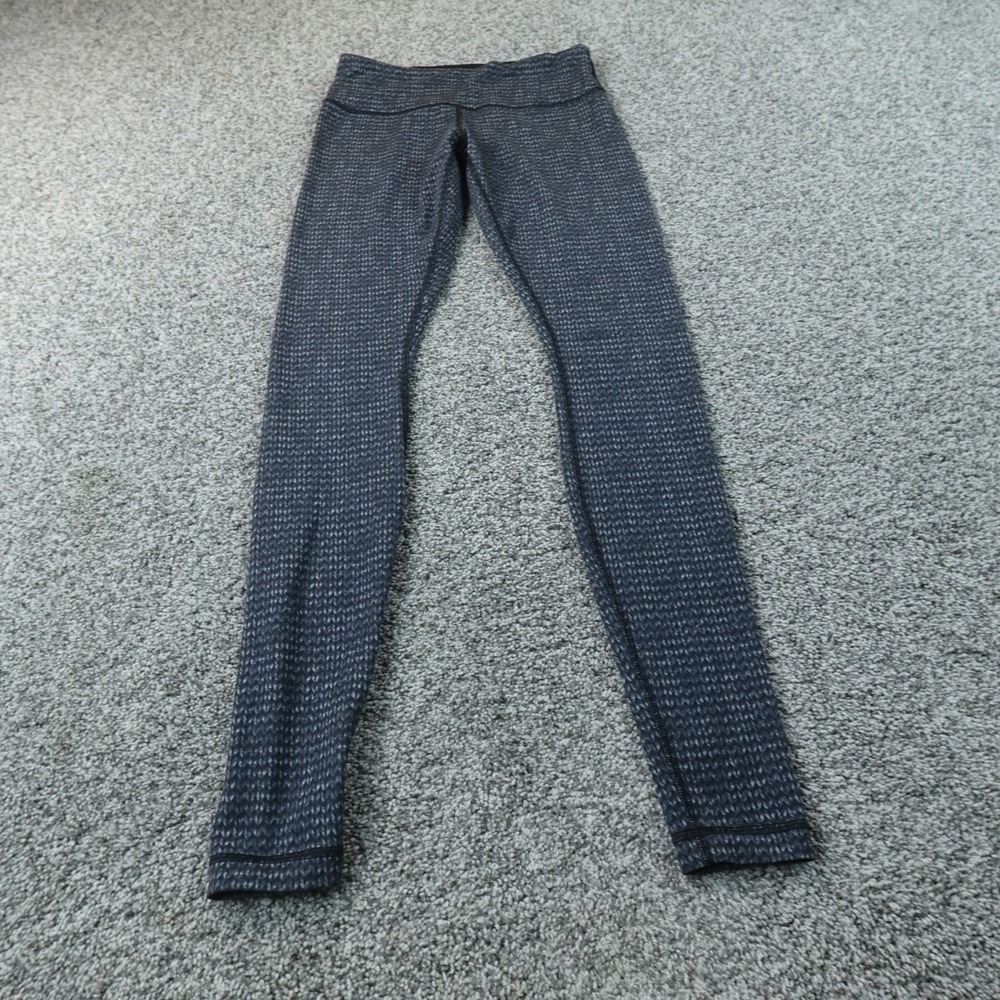 Lululemon Leggings‎ Womens 6 Blue Gray Textured Knit Stretch Yoga Pants Gym